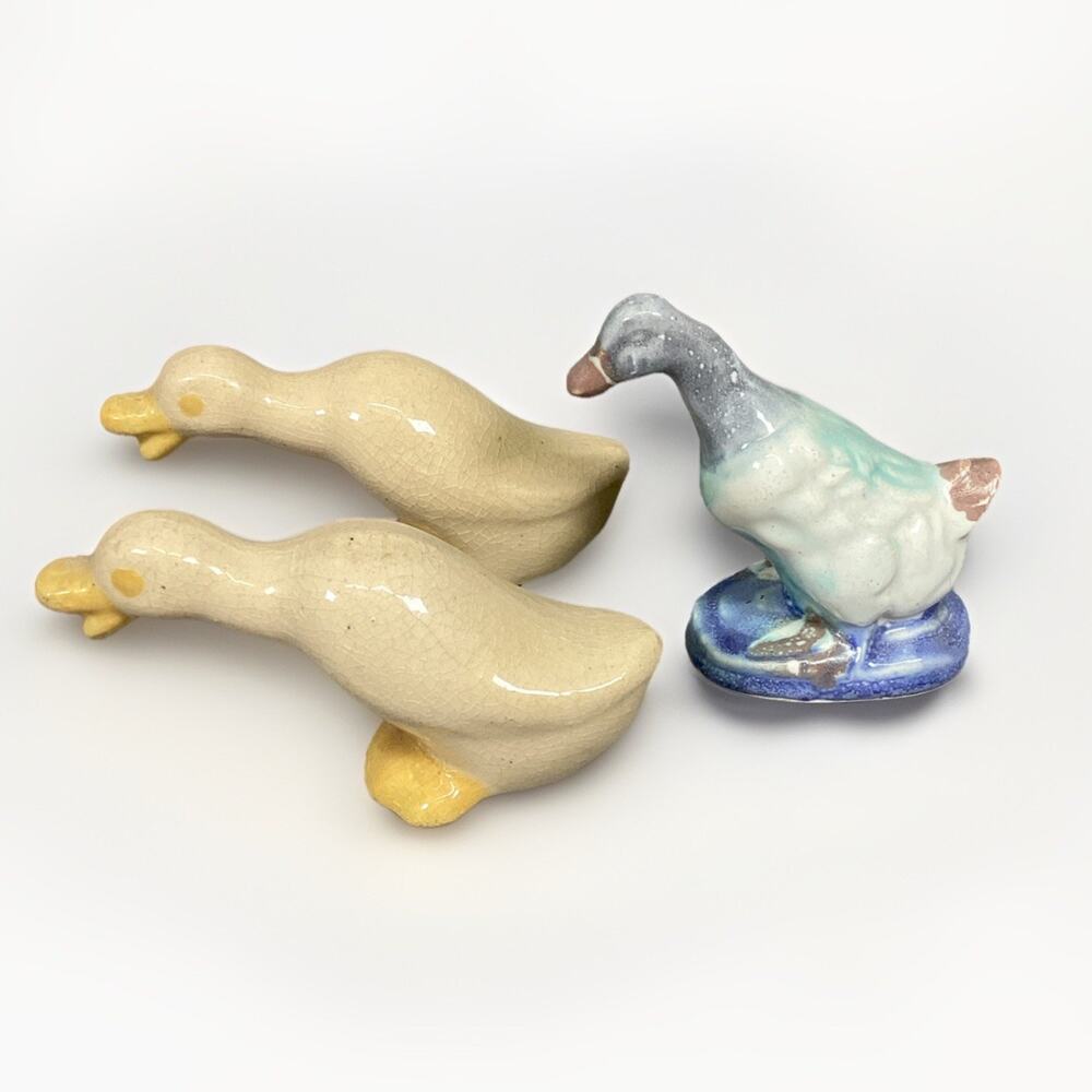 Set Of 3 Mid Century Ceramic Duck Figurines